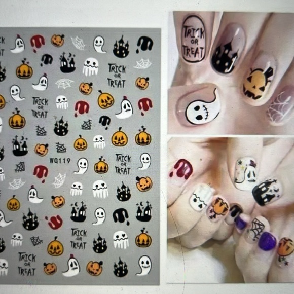 Halloween Nail Stickers,Ghost Skull Nail Decals,3D Self Adhesive Stickers - Picture 6 of 8
